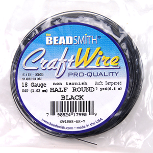 BEADSMITH 黑色半圓線 18G